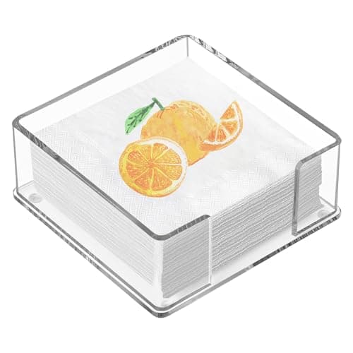 ZWIN Acrylic Cocktail Napkin Holder for Table, 5.5” x 5.5” Clear Beverage Napkin Holder Square for Bar, Party, Dinner, Kitchen & Bathroom