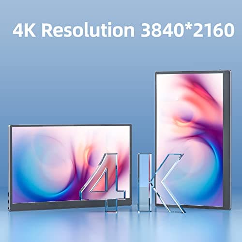 Upperizon Portable Monitor 15.6" 4K UHD 3840X2160 100% sRGB 60Hz IPS HDR HDMI USB-C Travel Monitor for Laptop MacBook PC Surface PS5 Xbox, Second Screen with Cover & Speakers, VESA Compatible 6