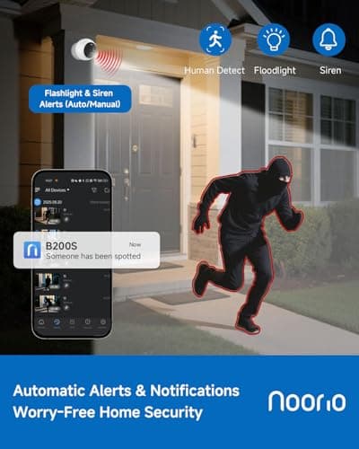 Noorio Security Cameras Wireless Outdoor Magnetic, 1080P Battery Powered Indoor Cameras for Home Security, Smart Motion Detection Outdoor Pet Dog Camera, Free Local Storage MagCam, 2.4G WiFi, B200S 6