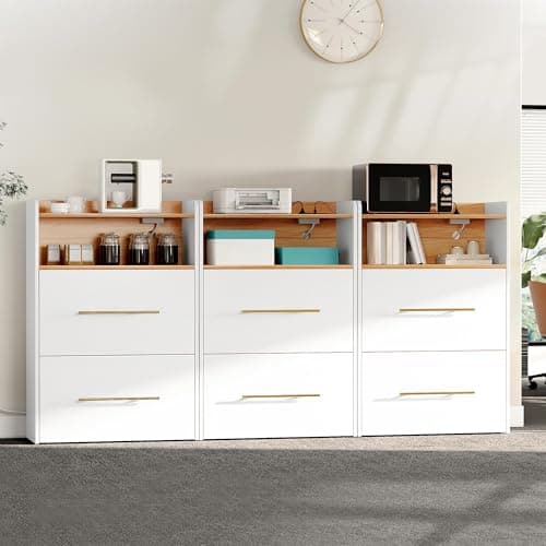 YITAHOME 2 Drawer File Cabinet with Charging Station Printer Stand with Open Storage Shelf Vertical File Cabinets for Home Office Bedroom, Living Room 8