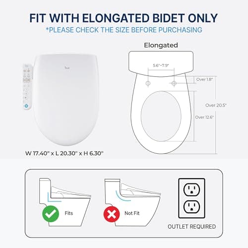 Inus N21 Electric Heated Bidet Toilet Seat Elongated, Warm Water, Smart Heated Water Luxury Bidet Toilet Seat with Kids Mode, Self Cleaning Nozzle, Tankless, Smart Touch Panel & Temperature Control 5