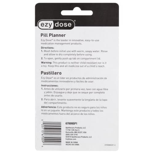 EZY DOSE Weekly (7-Day) Pill Case, Medicine Planner, Vitamin Organizer Box, Travel Pill Planner, Portable Storage, 7-Sided, Color May Vary, BPA Free 5