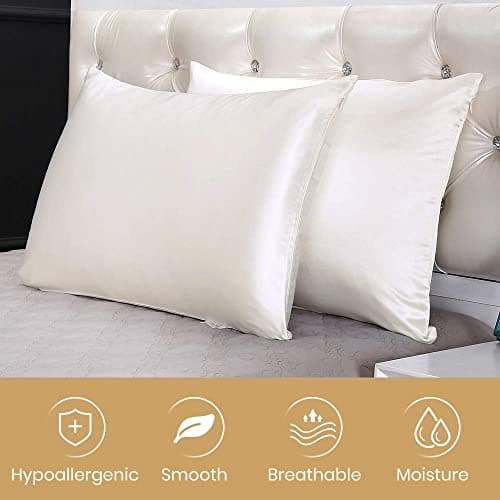 LILYSILK Silk Pillowcase for Hair and Skin Standard-100% Mulberry Silk 19 Momme Both Sides Silk Bed Pillow Cover with Hidden Zipper, 1 Pc (Standard Size 20''x26'', Ivory) 8