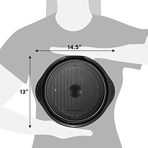 Elite Gourmet EMG1100 11" Electric Indoor Nonstick Grill Dishwasher Safe, Cool Touch, Fast Heat Up Ideal Low-Fat Meals, Includes Tempered Glass Lid, Black 7