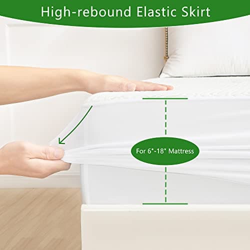 GOONIK Queen Mattress Protector, Breathable Bamboo Viscose Waterproof Queen Size Mattress Pad Cover with 6-18 inches Deep Pocket 5