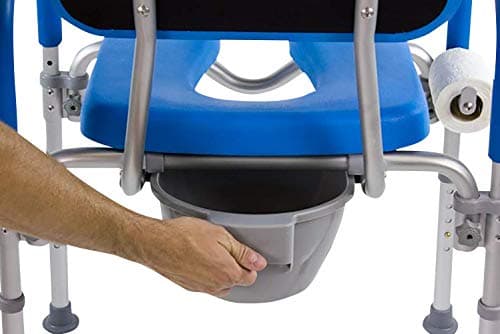 Dignity Ultra-Premium Padded Commode Shower Chair, Comfortable Raised Toilet Seat with Padded Arm Handles and Backrest, for Seniors, Elderly, Adjustable Height, Includes Commode Pail and Lid, Blue 7