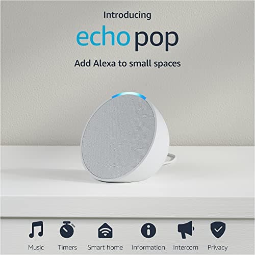 Amazon Echo Pop (newest model), Our smallest speaker, Designed for Alexa+, Fits in any room, Glacier White 10