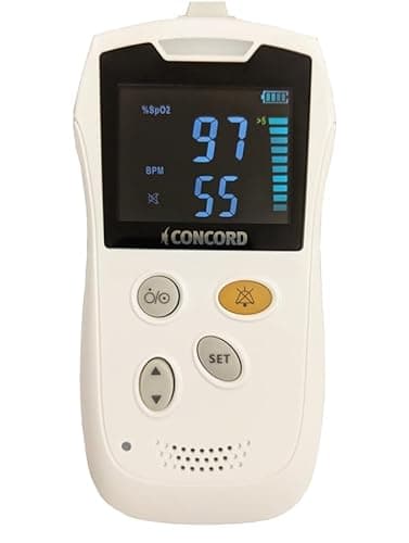 Concord Portable Handheld Pulse Oximeter Monitor with Loud Audible Alarms - Large Color Display for Accurate SpO2 & Pulse Rate - Ideal for Quick Spot-Checks & Continuous Monitoring