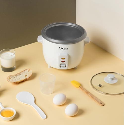 AROMA® Rice Cooker, 3-Cup (Uncooked) / 6-Cup (Cooked), Small Rice Cooker, Oatmeal Cooker, Soup Maker, Auto Keep Warm, 1.5 Qt, White, ARC-363NG 7