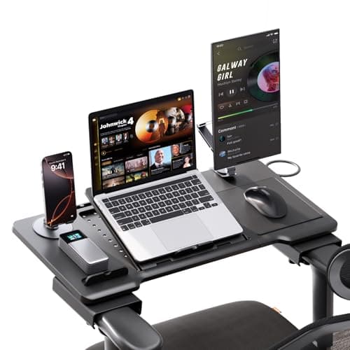 Newtral Home Office Laptop Desk, Adjustable Portable Laptop Table with Wrist Rest, Mouse Pad and Cup Holder, Laptop Tray for Office Chair for Working, Writing and Gaming - Work from Home Essentials