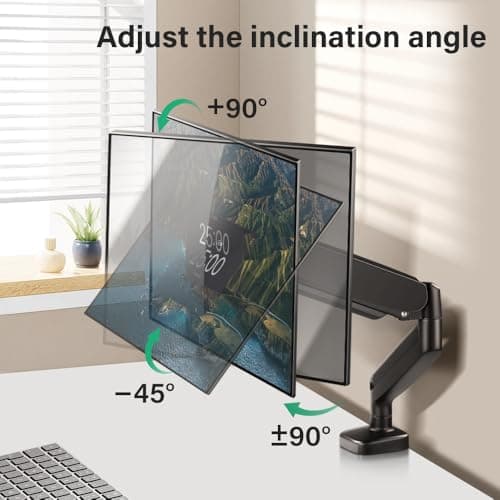 FURWOO Desk Monitor Mount Directional Adjustable Single Monitor Arm with Clamp and Grommet Base 7