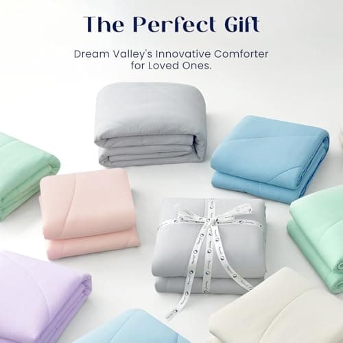 Dream Valley® Queen Comforter, Ultra-Soft & Cozy Down Alternative Comforter with NASA-Inspired Outlast® Technology, Temperature Regulating All-Season Lightweight Blanket, Ice Blue, 90"x90" 9