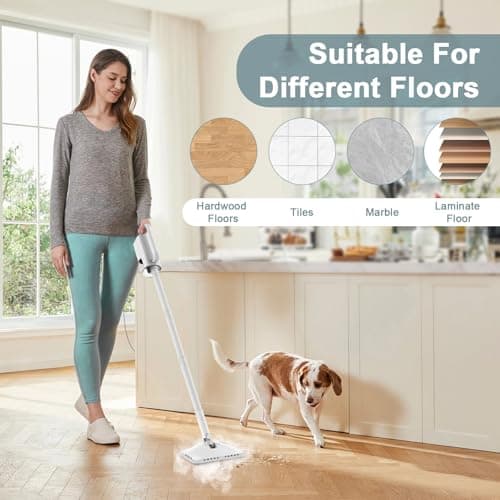 Steam Cleaner, 6 in1 Rotated Steam Mop Cleaner with 2 Modes, 2 Microfiber Pads, 400ML Removable Tank, 23FT Power Cable, Detachable Steam Mops for Floor, Laminate Floor, Tiles Cleaning (Sliver Gray) 7