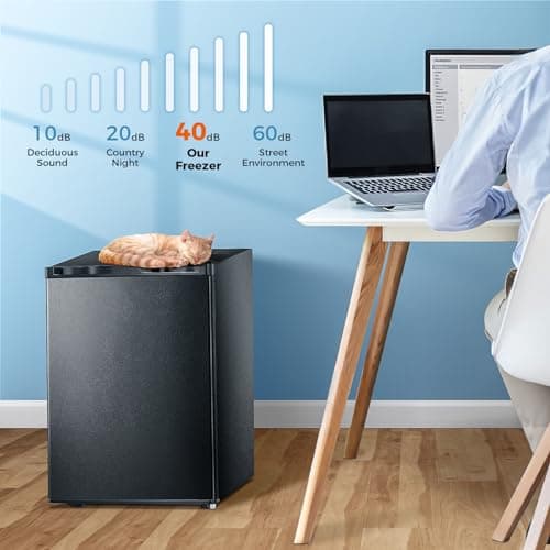 Kismile 2.1 Cu.ft Compact Upright Freezer with Reversible Single Door,Removable Shelves Mini Freezer with Adjustable Thermostat for Home/Kitchen/Office (2.1 Cu.ft, Black) 5