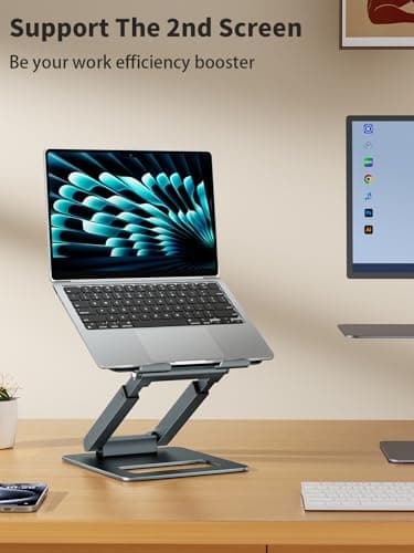 tounee Laptop Stand for Desk Adjustable Height, Telescopic Computer Stand with Pull Out Design Ergonomic Laptop Riser Fits All Laptops 10-17"-Gray 8