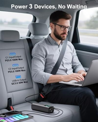 AsperX Laptop Power Bank, 165W 20,000mAh, Retractable Cables, Aluminum Alloy Unibody Portable Charger Power Bank, Battery Bank for MacBook Pro/Air/iPhone 17/iPad Pro/S25 Ultra/Dell/HP(TSA-Approved) 7