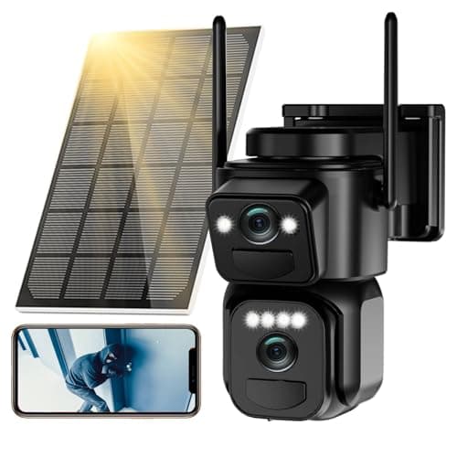 BEENOCAM Dual Lens 4K Solar Security Camera Wireless Outdoor, 2.4g & 5g WiFi, 360°PTZ Rotating Cam and 110° Fixed Cam 2-in-1 for Home Security with Color Night Vision,2-Way Audio, Light Alarm, IP66