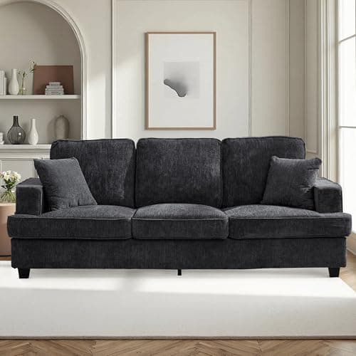 Korser 89" Sofa Couch for Living Room, Modern Loveseat Sofa with Extra Comfy Deep Seat, Mid Century Comfortable 3 Seater Couch for Home Bedroom Office Apartment Lounge, Grey