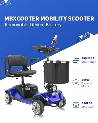 4-Wheel Mobility Scooter with Suspension&Phone Holder,350W Mobility Scooters for Seniors/Adults with Detachable Lithium Battery,330LBS Capacity 18Miles Electric Wheelchair,Front&Rear Basket 9