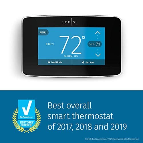 Emerson Sensi Touch Wi-Fi Smart Thermostat with Touchscreen Color Display, Works with Alexa, Energy Star Certified, C-wire Required, ST75 Black 5.625" x 3.4" x 1.17" 11