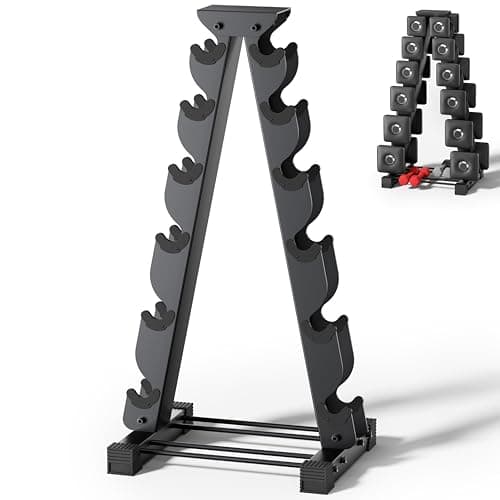 Dumbbell Rack Stand Only, Compatible with Peloton Weights, Ergonomic Weight Rack for Home Gym Dumbbells with 6-Tier, Space-Saving Home Gym Storage Rack, Plus Neoprene Set Storage, Compact