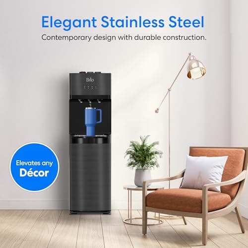 Brio Self Cleaning Bottom Loading Water Cooler Water Dispenser – Black Stainless Steel - 3 Temperature Settings - Hot, Room & Cold Water 5