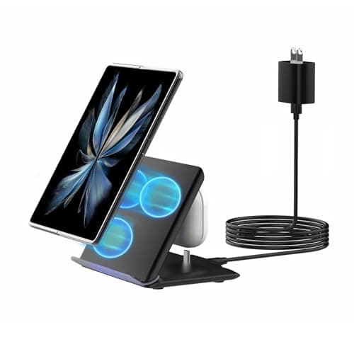 Wireless Charger for Samsung, 2 in 1 Fast Wireless Charging Station for Galaxy Z Fold 7/6/5/4/3, Galaxy S24/S23/S22,Google Pixel, Galaxy Buds 3/2/Pro/Live, Charging Stand with PD Adapter