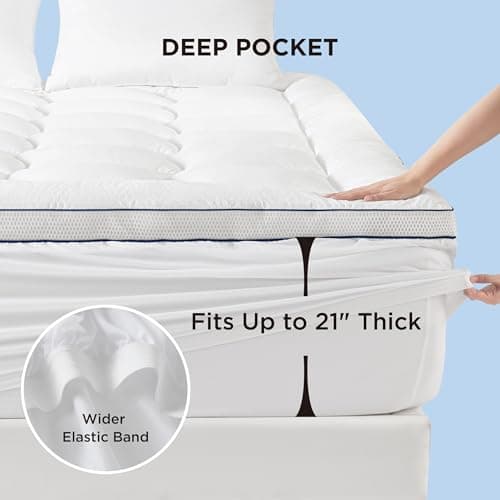 Bedsure Twin Mattress Topper, Pillow Top Mattress Protector Twin, Extra Thick Cooling Soft Quilted Bed Pad Cover, with a Deep Pocket Fitted to 8-21 Inches for Home, Bedroom, Hotel 7