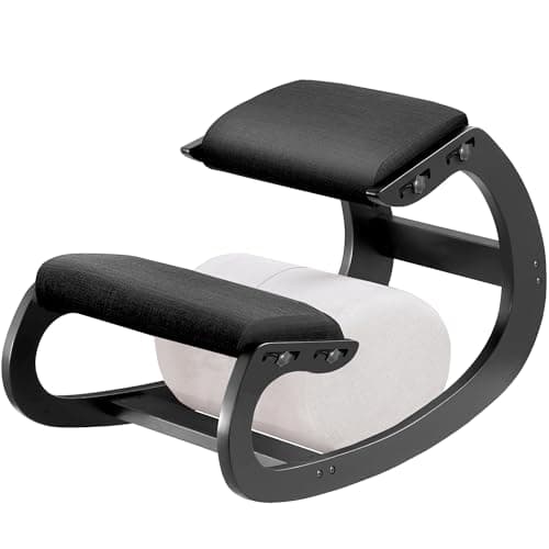Adjustable Kneeling Chair, Wooden Ergonomic Chair Knee Chair Posture Chair - Improve Your Posture with an Angled Seat for Home,Office (Cylindrical Black) 5