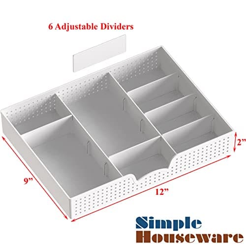 Simple Houseware Desk Monitor Stand Riser with Adjustable Organizer Tray, White 5