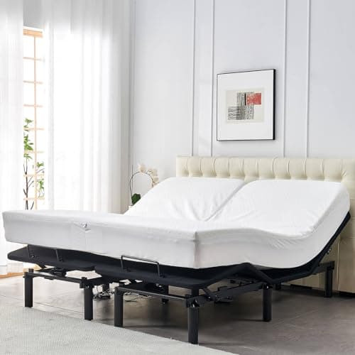 Bamboo Viscose Cooling Split Top King Mattress Protector for Adjustable Bed with Upper Flex Waterproof Fitted Sheet Style Matress Cover 32-34" Split from Head 7