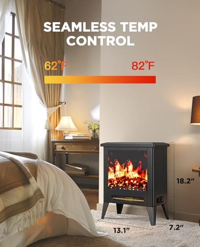 Silonn Electric Fireplace Heater, Quick Heating Portable Low Noise Fireplace with Temp Control, CSA Certified,18” Electric Fire Place with Overheat Protection Function for Living Room, Bedroom, Black 5