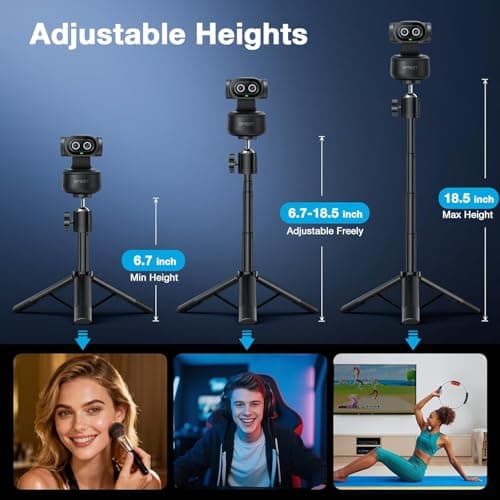 EMEET PIXY Dual-Camera AI-Powered PTZ Camera 4K with Tripod, AI Tracking, PDAF&AI Autofocus 0.2s, 1/2.55'' Sony Sensor, 3 Mics, Presets, 4K Webcam for Streaming, OBS/Twitch/Switch 2 Compatible 9