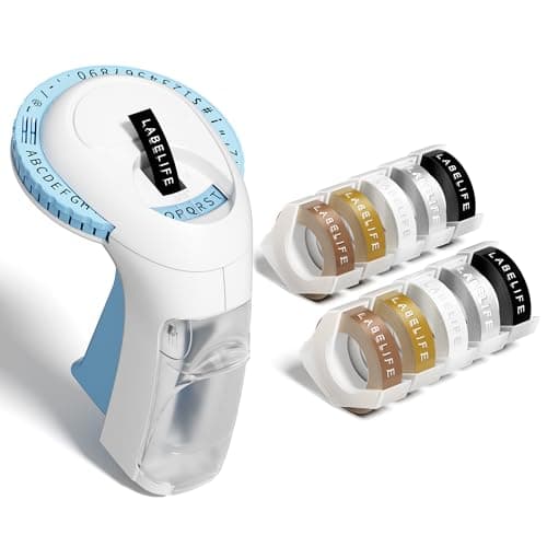 Labelife Embossing Label Maker Machine with Tapes,Omega S Vintage Embossed Label Maker,Retro Embossing Machine with 3 Rolls 3D Embossing Label Tapes Waterproof for Home Office Kids DIY Crafting, Blue