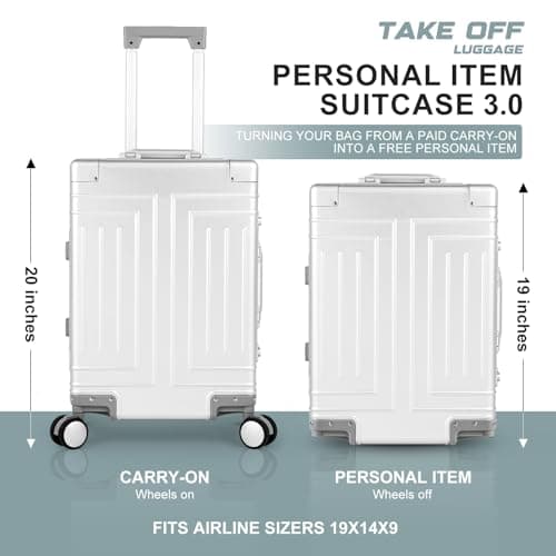 KANGSHILU All Aluminum 20'' Luggage with Removable Spinner Wheels,Provide Spare Wheels.Carry on Luggage 22 x 14 x 9 Airline Approved Lightweight Metal Hard Shell Zipperless Suitcase 4
