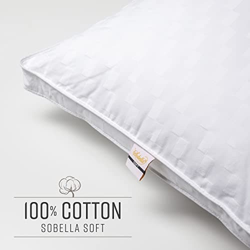 Sobel Westex Queen Size - Sobella Soft For Side Sleeper| Luxury Hotel & Resort Quality | 300 Thread Count 100% Cotton Cover | Down Alternative Fill | Machine Washable Pillow For Sleeping 20X30 7