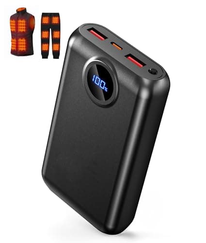 5V 2A/3A 20000mAh Heated Vest Battery Pack Compatible with Soleilwear TIDEWE, PD 22.5W Portable Power Bank for Heated Vests Hoodies, Phones, Camping Chair with Digital Screen (NOT for DC 7.4V/12V)