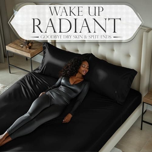 DECOLURE Satin Fitted Sheet Queen Size (1 PC) – Luxuriously Smooth & Softer Than Silk Bed Sheets w/ 15 Inch Deep Pocket Hypoallergenic Wrinkle Free, Secure Snug Fit, Elastic Corner Straps (Black) 5