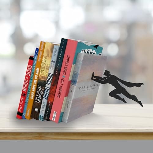 Artori Design Book Ends to Hold Books Heavy Duty - Hidden Metal Bookends for Shelves Desk or countertop - Bookend Book Holder for Home Decorative - Gift for Book Lovers and Home Décor (Book&Hero) 7