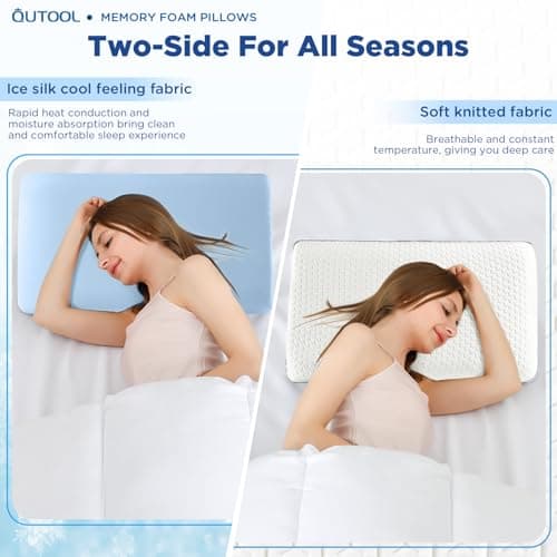 Gel Memory Foam Pillows, Cooling Pillow for Side Back Sleeper, Contour Pillow for Neck and Shoulder Pain, Firm Soft Ergonomic Pillow with Washable Cover, Standard Size 8