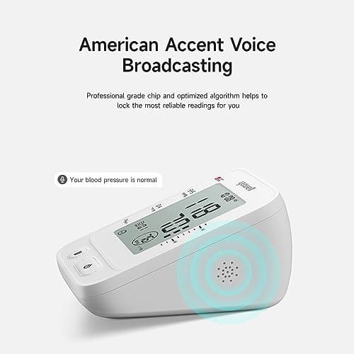yuwell Blood Pressure Monitor, Large Upper Arm Blood Pressure Cuff, Digital Blood Pressure Machine for Home Use, Large Display, Stores 99 Readings, Voice Broadcasting with Power Adapter and Batteries 8