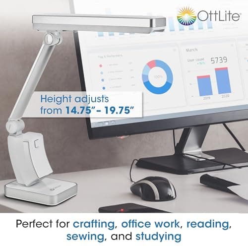 OttLite 13W Slimline Desk Lamp - Home, Office, Bedroom, or Reading (White) 6