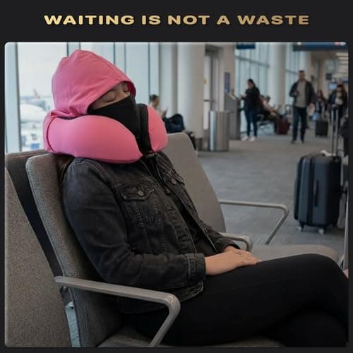 JETTY COMFY Premium Memory Foam Travel Neck Pillow with Hood and Face Cover for Privacy - Ergonomic Design for Sleeping on Plane, Bus, Train, Office (Gray) 5