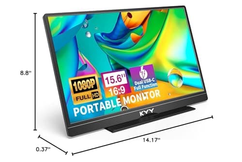 KYY Portable Monitor Latest 15.6'' FHD 1080P USB-C HDMI Laptop Monitor w/Smart Cover Bag & Dual Speakers, External HDR Computer Screen, Travel Gaming Monitor for PC MAC Phone Xbox PS4/5 Switch 10