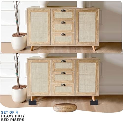 ANNKUT Rectangle Bed Risers, 3 Inch Heavy Duty Adjustable Furniture Risers for Bed Sofa Table and Couch Lift，Support Up to 1,300 Lbs (4 Pack-Black) 5