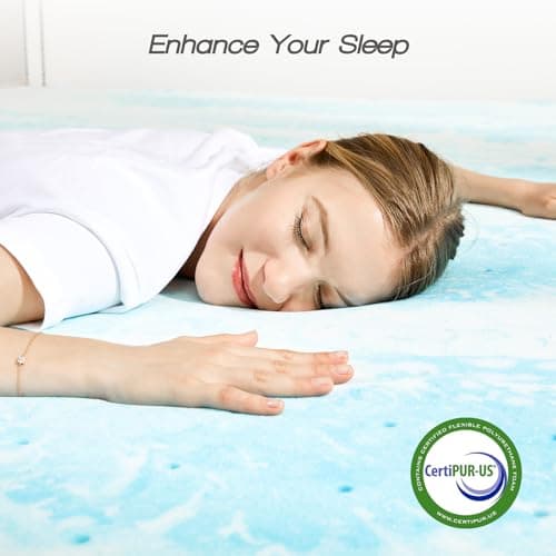 Sweetcrispy Mattress Topper Full, 2 Inch Thick Memory Foam Gel Infused Cooling Toppers Pad for Full Size Bed, Sleeper Sofa, RV, Camper, CertiPUR US Certified, Ventilated and Breathable, Blue 5