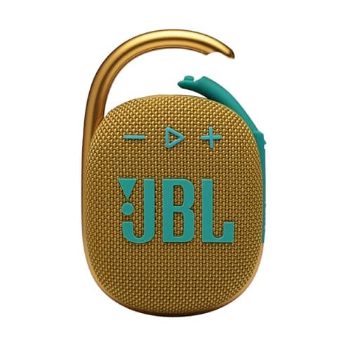 JBL Clip 4, Yellow - Portable Bluetooth 5.1 Speaker - Up to 10 Hours of Play - Waterproof & Dust Resistant - Includes Noise & Echo-Canceling Speakerphone