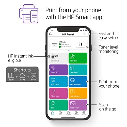 HP Laserjet MFP M140w Wireless Monochrome All-in-One Printer, Copier, Scanner, Phone, Tablet, for Home, Office Use, Easy Setup, Auto-On/Off Technology Compact White 7MD72F (Renewed) 5