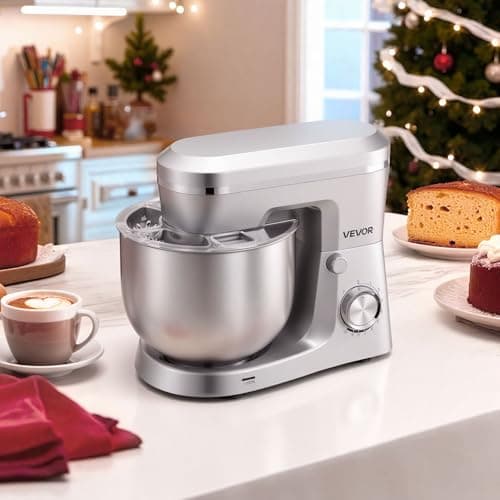 VEVOR Stand Mixer, 6 QT Electric Kitchen Mixer, 300W Dough-Mixer, 10 Speeds Tilt-head Food-Mixer with Stainless Steel Bowl, Dough Hook, Whisk, Beater, for Baking, Mixing, Whipping & Kneading, Red 8