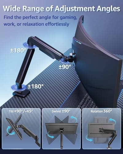 MOUNTUP Heavy Duty Single Monitor Arm for 42 40 39 34 32 27Inch Screens, Monitor Stand for Desk Supports 4.4-33 lbs, Height Adjustable Ultrawide Monitors Mount with C-Clamp & Grommet Base 6